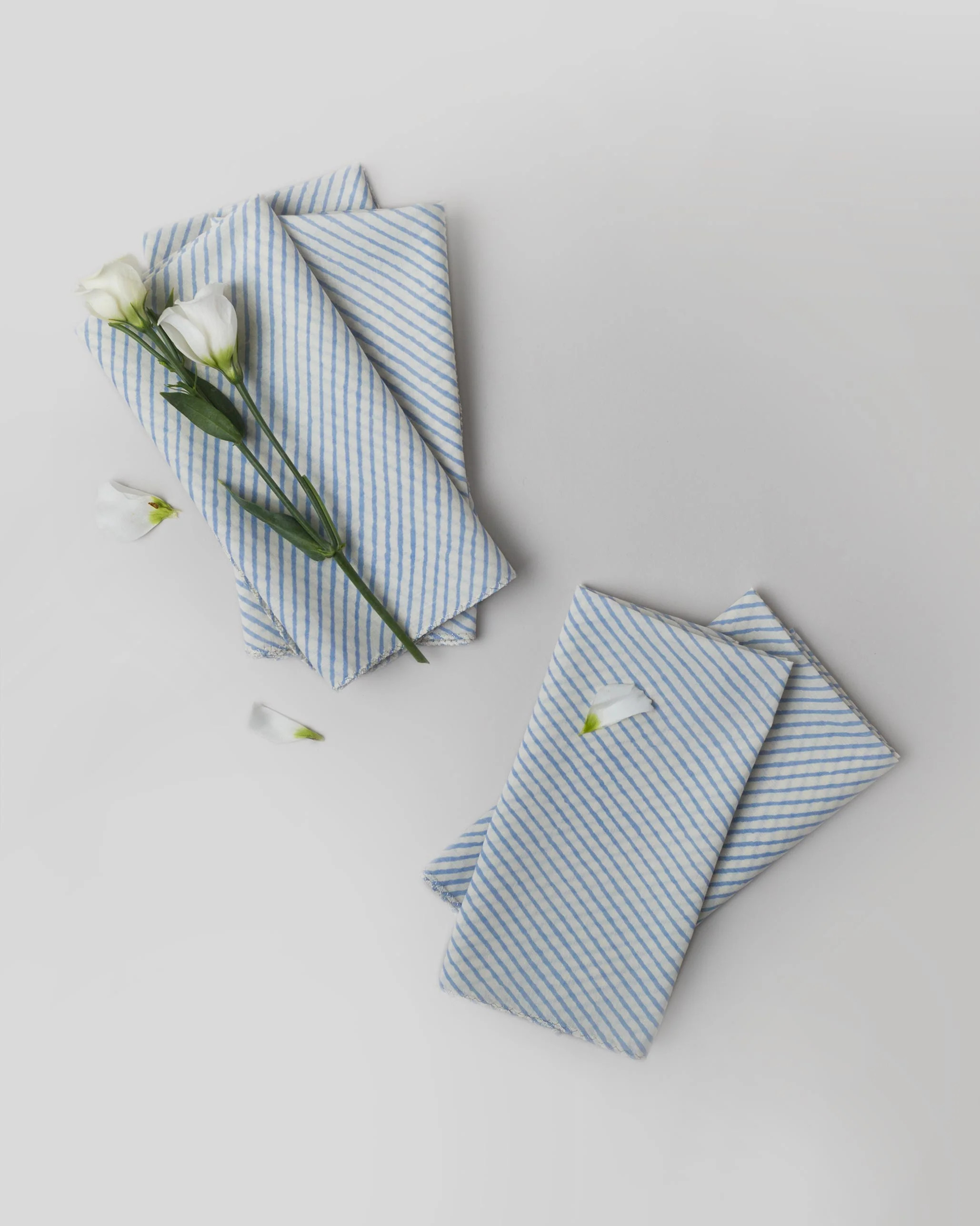 Aozora Stripe Dinner Napkins (Set of 6) - Light Blue