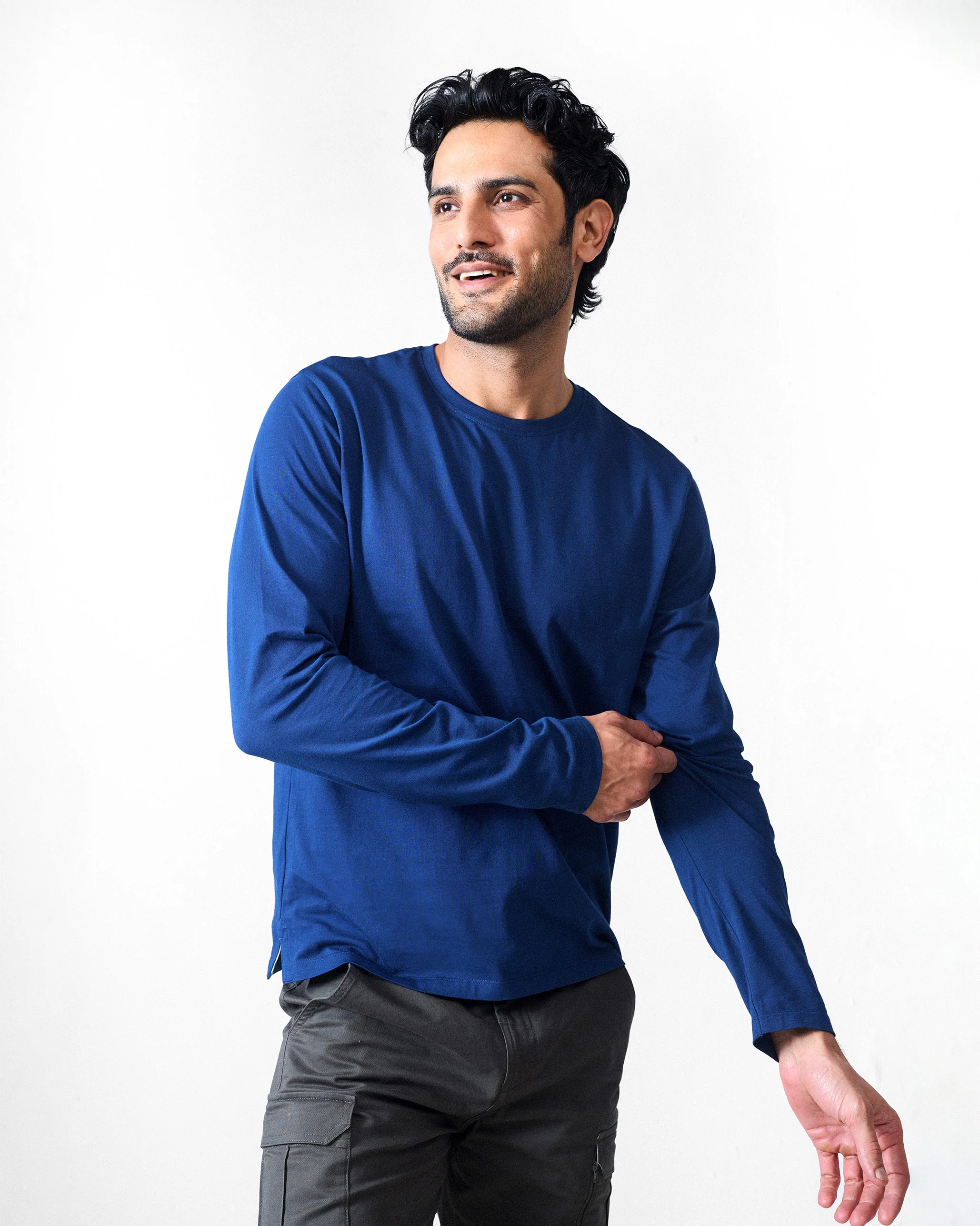 Basic Full Sleeves T-Shirt - Navy
