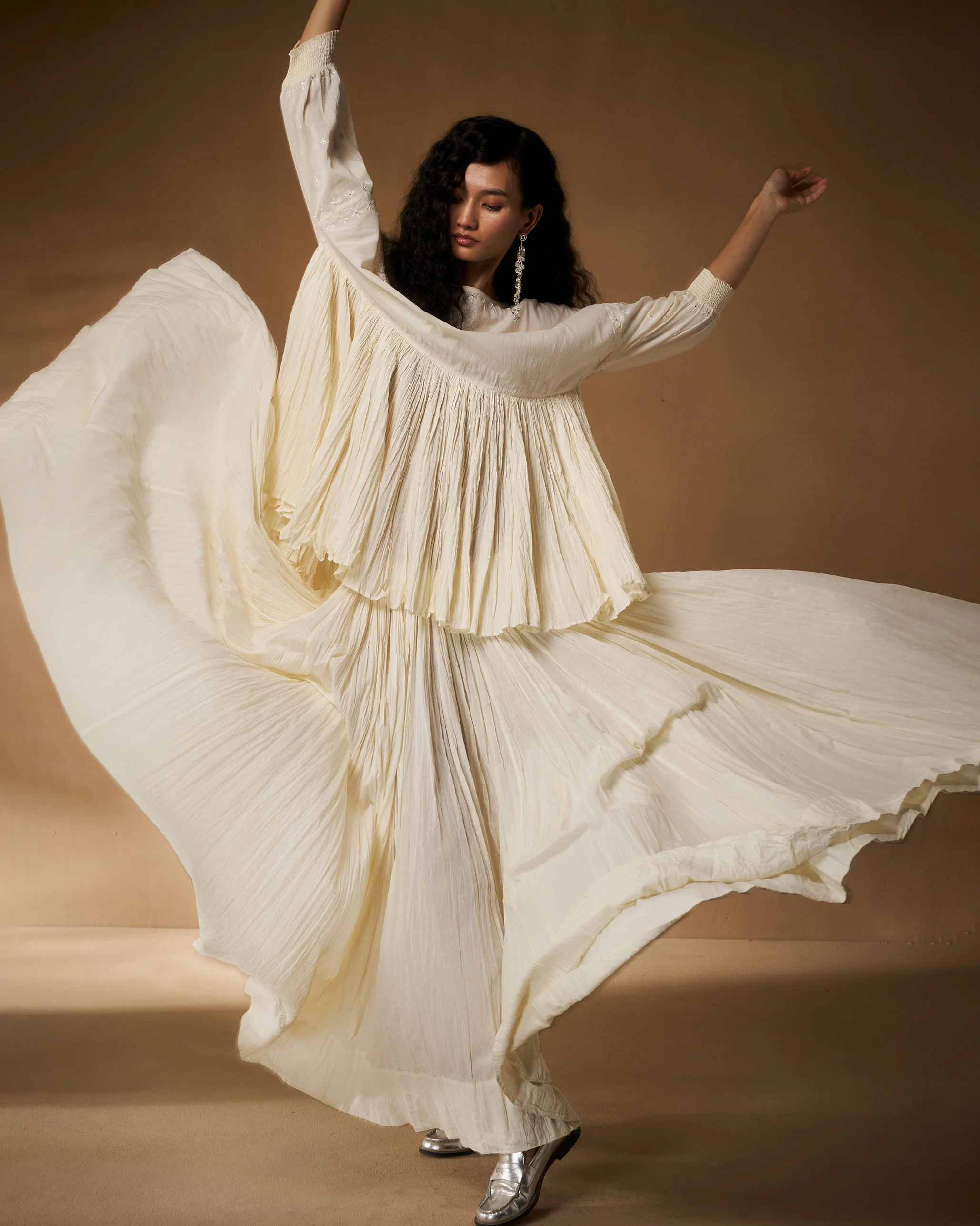 Berura Skirt - Ivory Hand Embroidered - Image 8