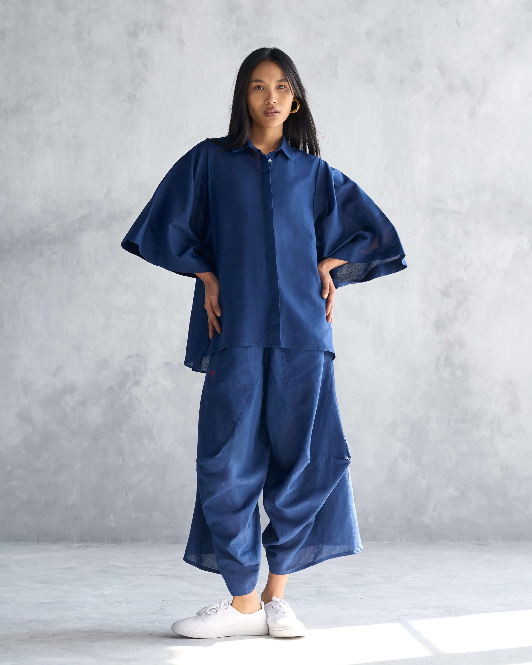 Drop Armhole Shirt - Navy - Image 5