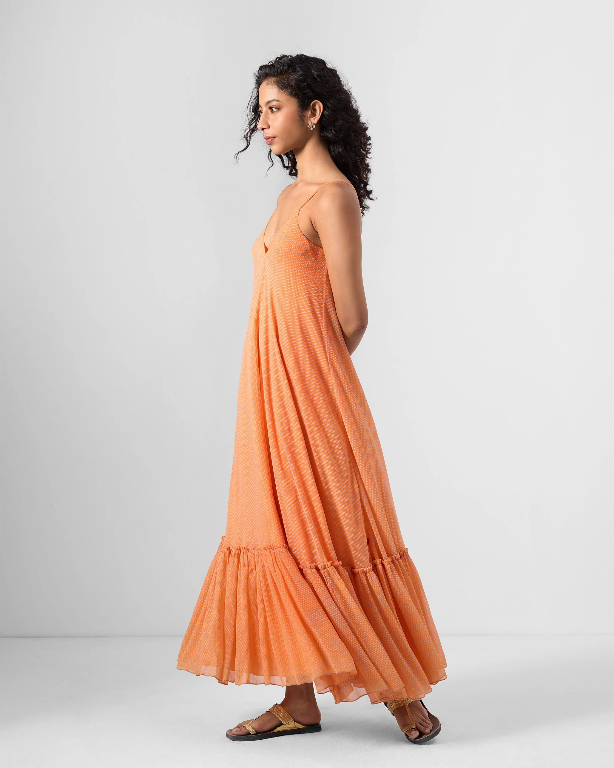 Luma Dress - Orange & Ice Blue Printed - Image 2