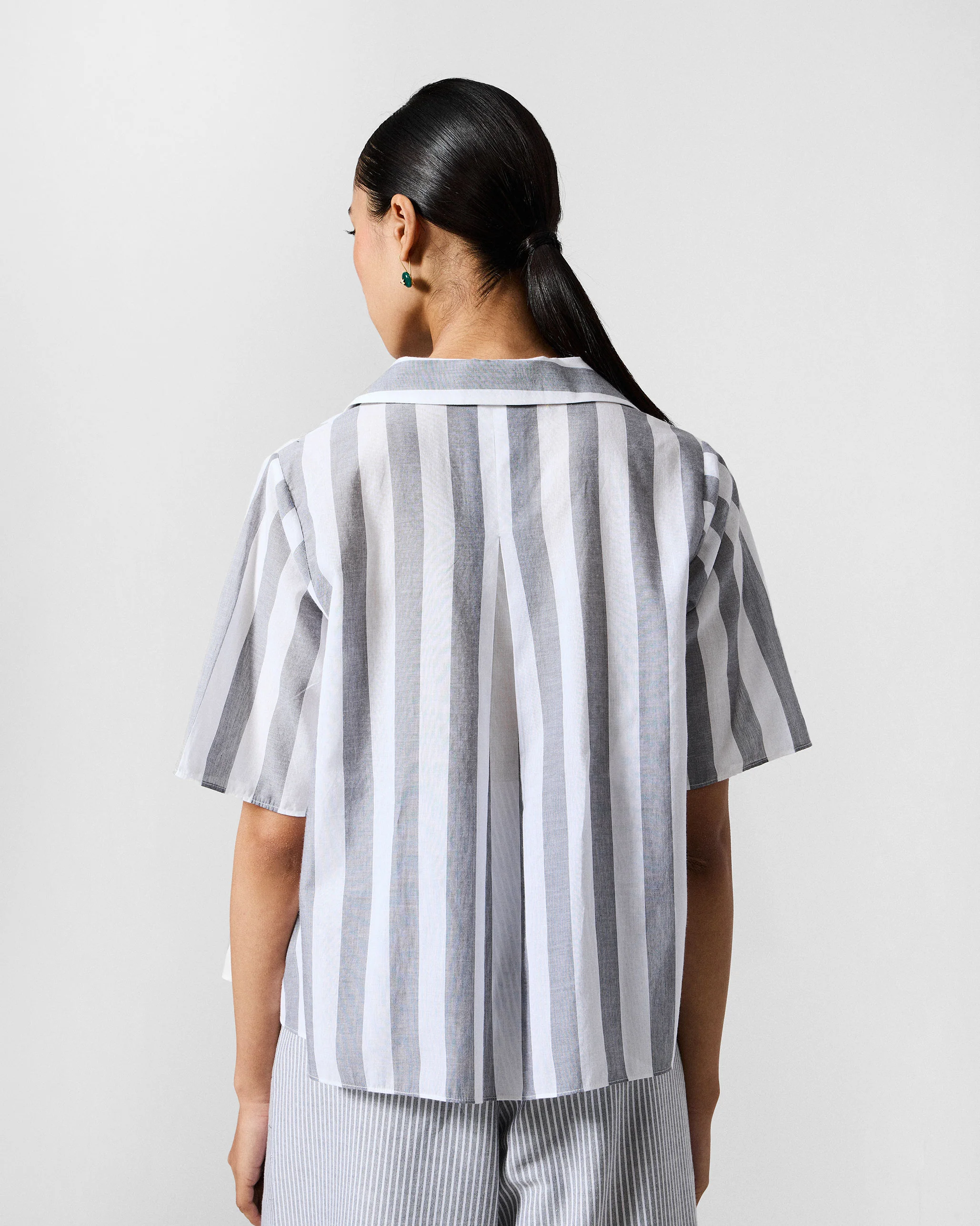 Rann Shirt - Grey & White Stripes - Image 3