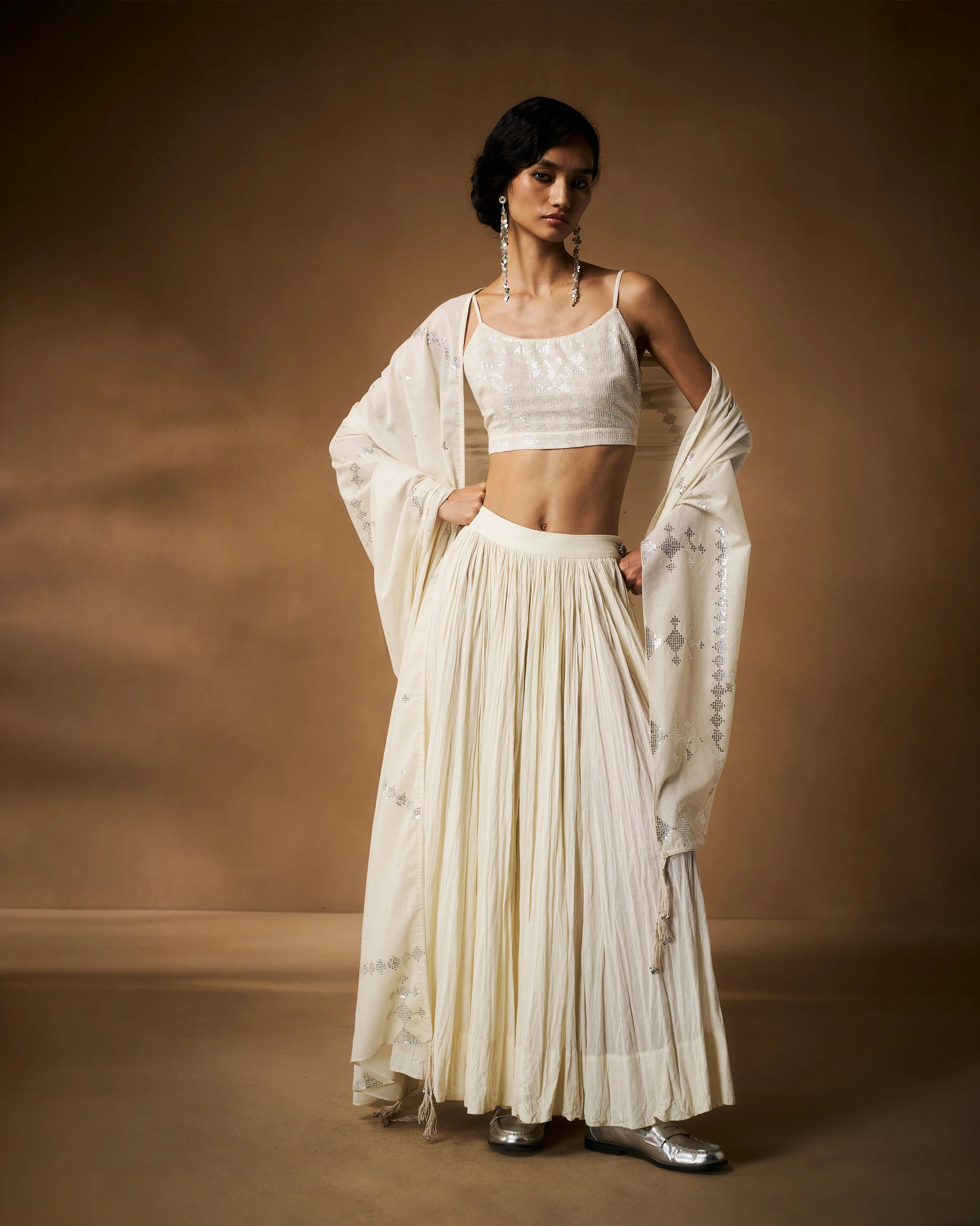 Tahira Dupatta - Ivory Hand Embroidered - Image 4