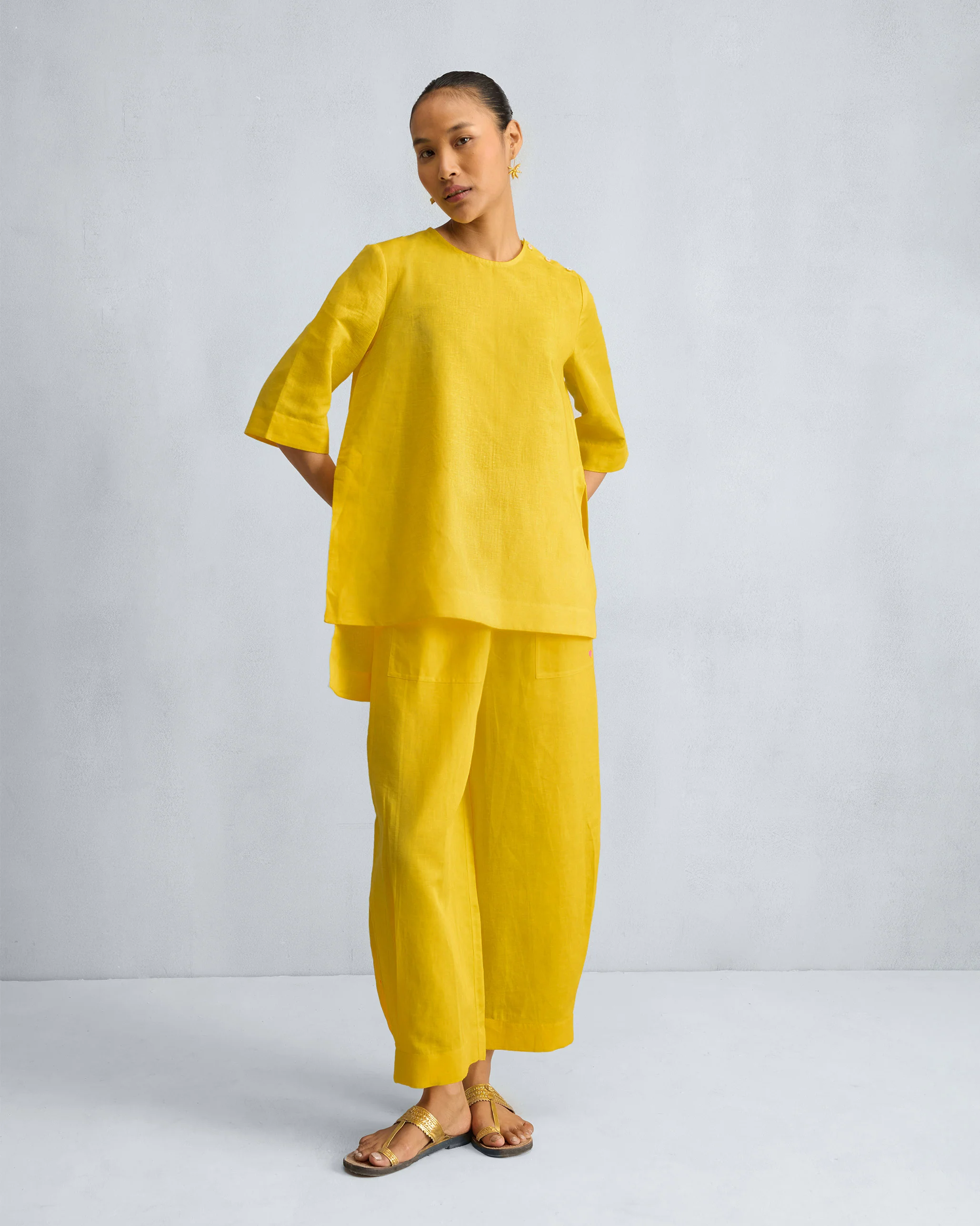 The High Slit Top Set - Yellow