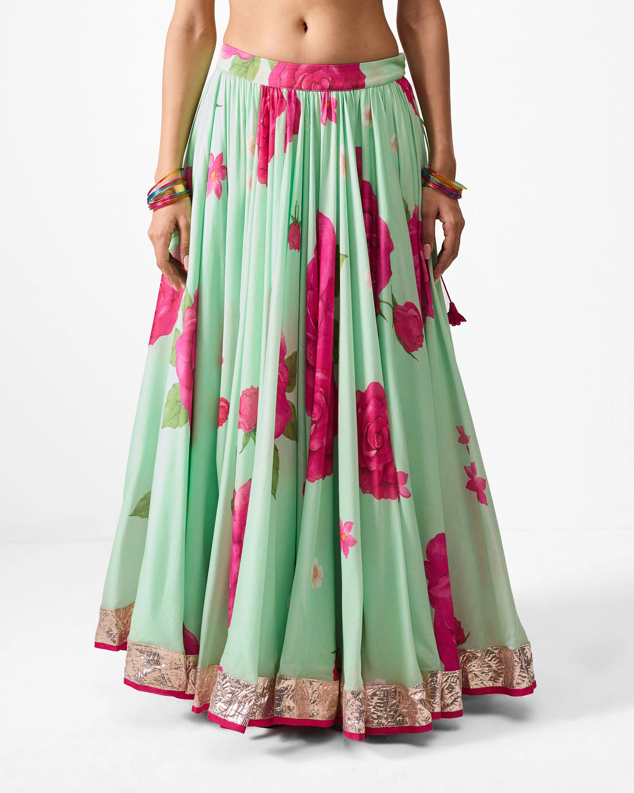 Vaya Skirt - Sea blue & Fuchsia Printed